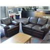 Image 2 : Dark Burgandy Full Leather 3 Pc. Sofa Set