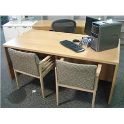 Dark Maple Double Pedestal Executive Desk