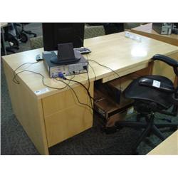 Light Maple Double Pedestal Executive Desk