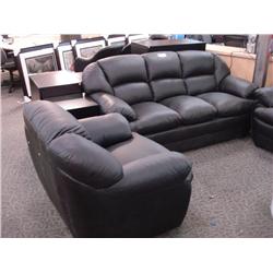 Black Leather 3 Pc Sofa Set