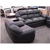 Image 1 : Black Leather 3 Pc Sofa Set