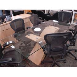 Maple Base, Glass Top Conference Table