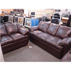 Dark Burgandy Full Leather 3 Pc. Sofa Set