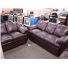 Image 1 : Dark Burgandy Full Leather 3 Pc. Sofa Set