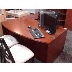 Cherry L-shape Bow Front Executive Desk
