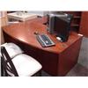 Image 1 : Cherry L-shape Bow Front Executive Desk