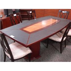 Cherry 8' Leather Inlay Boardroom Table