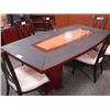 Image 1 : Cherry 8' Leather Inlay Boardroom Table