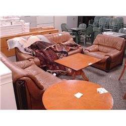 Brown Leather 3 Pc. Sofa Set