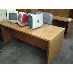 Oak Double Pedestal Desk With Credenza
