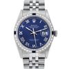 Image 3 : Rolex Mens Stainless Steel Blue Roman Diamond And Sapphire 36MM Datejust Wristwa