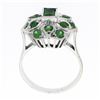 Image 5 : Vintage 14k White Gold 1.0 ctw Bezel Green Emerald Platter Cluster Cocktail Ring