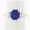 Image 1 : New 18K TT Gold GIA Ceylon Sapphire & Baguette Diamond 3 Stone Engagement Ring