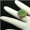 Image 6 : Vintage 14k Yellow Gold Translucent Cabochon Green Jade Twisted Wire Ring Sz 5.5