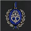 Image 2 : Antique Georgian 18k Gold Silver Diamond Royal Blue Enamel Laurel Wreath Pendant