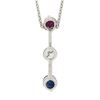Image 6 : 18k White Gold 1.38 ctw Round Prong Ruby Diamond Sapphire Bar Pendant & 14k Chai