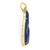 Image 5 : Vintage 18k Gold Large Carved & Pierced Blue Lapis Lazuli Polished Frame Pendant