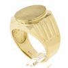 Image 9 : Mens 14K Yellow Gold Engravable Oval Brushed Wide Grooved & Polished Signet Ring