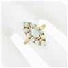 Image 6 : Vintage 14K Gold Oval Cabochon Opal Solitaire & Halo Navette Marquise Shape Ring