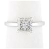 Image 2 : 14k Gold 1.18 ctw GIA Princess Cut Diamond Solitaire Hidden Halo Engagement Ring