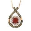 Image 6 : Le Vian 14k Gold Round Tangerine Fire Opal & Diamond Teardrop Pendant w/ Chain