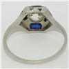 Image 7 : Antique Art Deco 18k White Gold 0.65 ctw European Diamond and Sapphire Ring