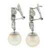Image 4 : White Gold GIA Large Saltwater Cultured Pearl & Diamond Dangle Drop Earrings