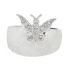 Image 4 : Vintage 14k Gold Florentine Finish Wide Band Ring w/ 0.13 ctw Diamond Butterfly