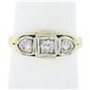 Image 1 : Vintage 14K TT Gold 0.45 ctw Round Brilliant Diamond 3-Stone Polished Band Ring