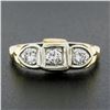 Image 2 : Vintage 14K TT Gold 0.45 ctw Round Brilliant Diamond 3-Stone Polished Band Ring