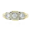 Image 4 : Vintage 14K TT Gold 0.45 ctw Round Brilliant Diamond 3-Stone Polished Band Ring