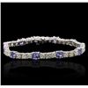 Image 3 : 14KT White Gold 5.20 ctw Tanzanite and Diamond Bracelet