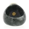 Image 8 : Vintage Carved Black Stone Wide Band Ring w/ 10k Gold Bezel Set Shell Cameo