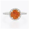 Image 4 : NEW 14K White Gold 2.33 ctw Round Spessartite Garnet Solitaire & Diamond Halo Ri