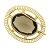 Image 4 : Vintage 14K Gold Large Oval Smoky Quartz Wire Bead Work Frame Pin Brooch Pendant