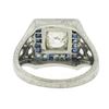 Image 7 : Antique Art Deco Platinum 1.42 ctw European Diamond & Sapphire Engagement Ring