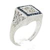 Image 9 : Antique Art Deco Platinum 1.42 ctw European Diamond & Sapphire Engagement Ring