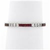 Image 1 : 18k White Gold 0.70 ctw Square Ruby & Round Diamond Milgrain Eternity Band Ring