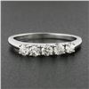 Image 2 : Antique 14k White Gold 0.60 ctw European Diamond Prong 5 Stone Wedding Band Ring