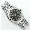 Image 3 : Rolex Mens Stainless Steel Black String Diamond Lugs And Ruby Datejust 36MM
