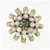 Image 4 : Antique 14k Rosy Yellow Gold 0.20 ctw Emerald Opal Open Spray Cluster Platter Ri