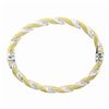 Image 6 : Italian 14K TT Gold 7" Polished & Matte Finish Twist Hinged Open Bangle Bracelet