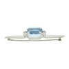 Image 6 : Vintage 14k White Gold Cushion Cut Blue Topaz & Diamond Unique Bar Pin Brooch