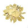 Image 6 : Vintage GIA NO DYE Carved Rose Coral Pin Brooch w/ 18k Gold Textured Leaf Frame