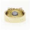 Image 7 : Unisex Vintage 14K Yellow Gold Oval Cabochon Star Sapphire & Diamond Nugget Ring