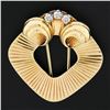 Image 5 : Retro Vintage 14k Gold 0.12 ctw Round Diamond Fluted Grooved Fur Clip Pin Brooch