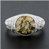 Image 3 : Antique Platinum GIA 2.64 ctw Old European Fancy Color Diamond Engraved Ring