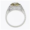 Image 9 : Antique Platinum GIA 2.64 ctw Old European Fancy Color Diamond Engraved Ring