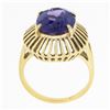 Image 7 : Vintage 14k Gold Oval Synthetic Alexandrite w/ Slotted Open Work Solitaire Ring