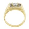 Image 9 : Men's Ribbed 14K Gold 1.91 ctw GIA Princess Cut Diamond Solitaire & Halo Ring